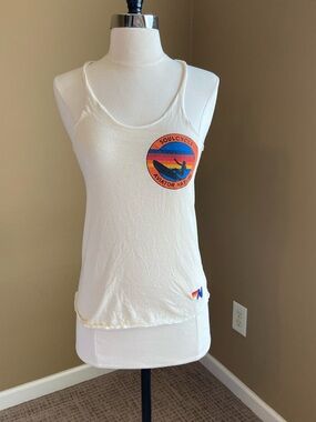 Aviator Nation Ivory Tank with Soul Cycle Malibu Logo-Size Small-Summer, Yoga